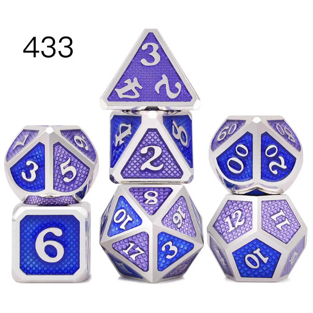 Battleworn Серебряный набор из 7 металла Dice Die D4 D6 D8 D10 (00-90,0-9) D12 D20 для ролевых игр Подземелья и Драконы Pathfinder