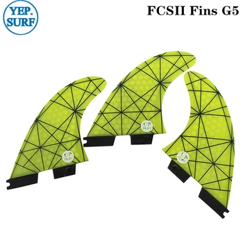 

FCSII G5 M Size Surfboard Yellow color Honeycomb Fins Tri fin set FCS 2 Fin Hot Sell FCS II Fin Quilhas