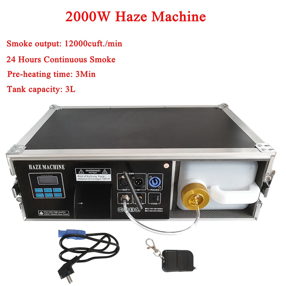 

High Output 2000W Haze Machine 3L Liquid Tank Fog Machine DMX512 For Disco DJ Party Stage LED Effect Lighting Equipment