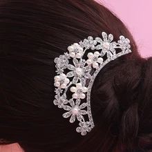 Модный цветок жемчуг свадебные гребни для волос Свадебные аксессуары для волос стразы украшение для волос кристалл невесты украшения для волос