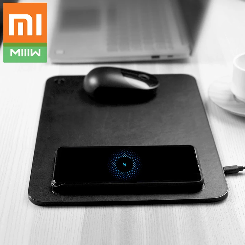 Xiaomi MIIIW офисный ультратонкий коврик для мыши с поддержкой QI беспроводной зарядки телефона нескользящий коврик для мыши из искусственной кожи PU Коврик для мыши