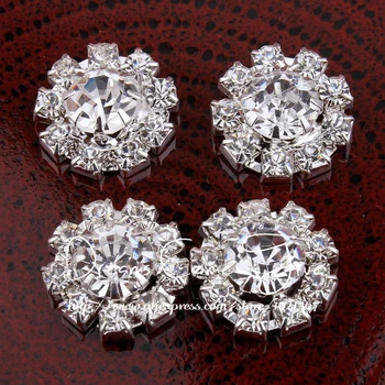 

50pcs/lot 15MM 2Color Artificial Alloy Buttons For DIY Flower Headwear Sliver Starburst Rhinestone Buttons For Wedding Crown