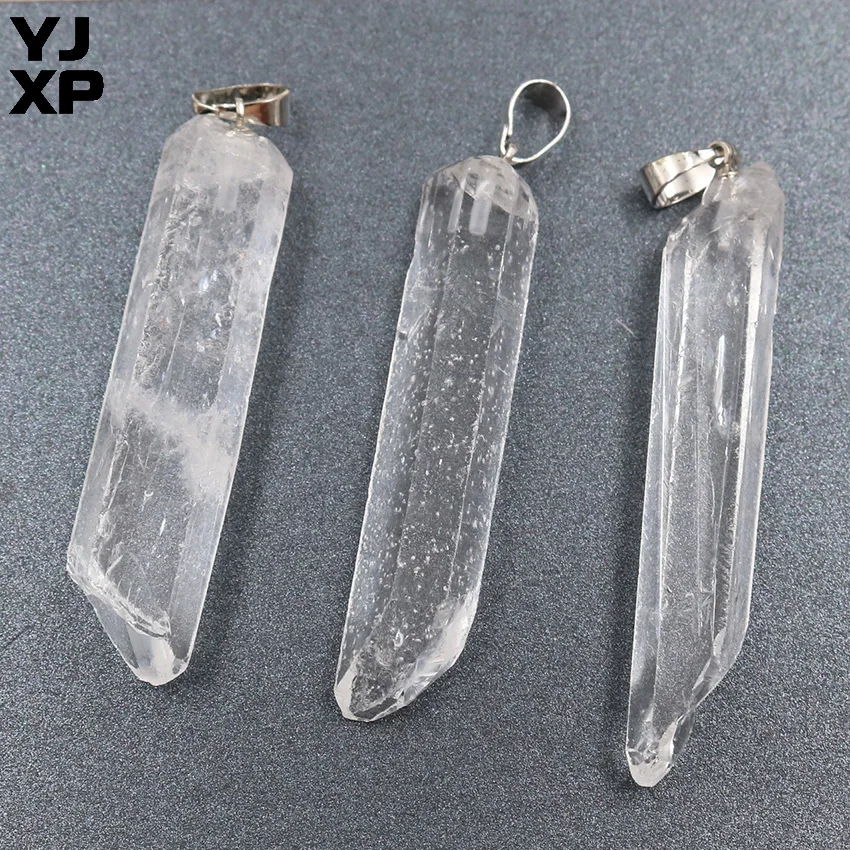 

YJXP 1 Pcs Natural White Quartz Column Pendant Irregular Shaped Rough Point Crystal Pillar Pendant for Necklace Charms Jewelry
