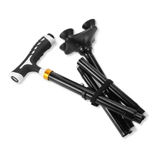 4 секции Складная Походная походная палка дорожная противоскользящая альпеншток Регулируемая черная