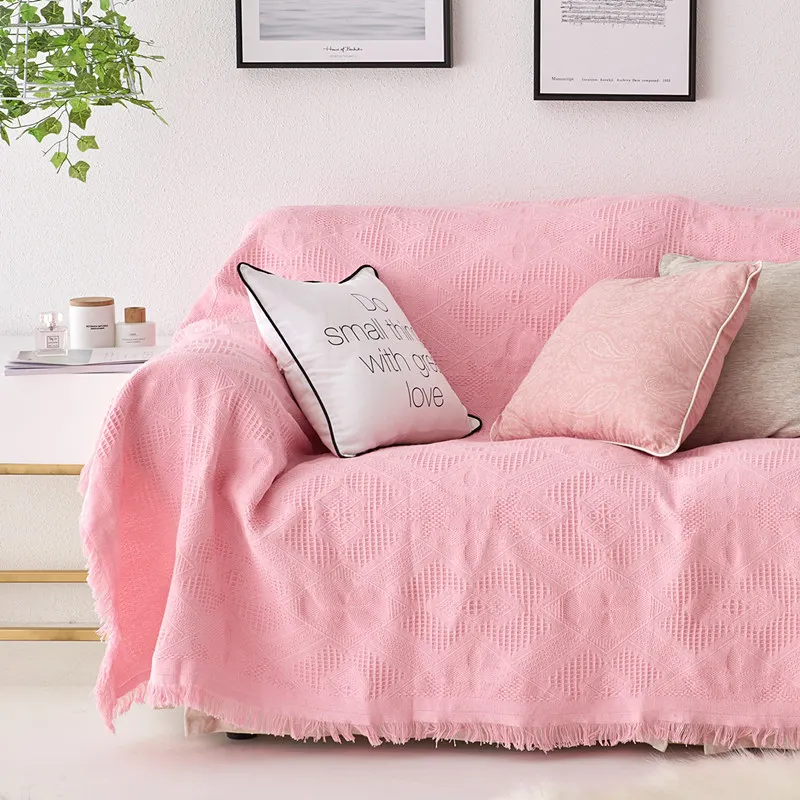 Мебель диван Чехлы для гостиной диван полотенце для кресла крючком ручной работы диван полотенце s для секционного дивана плед - Цвет: pink