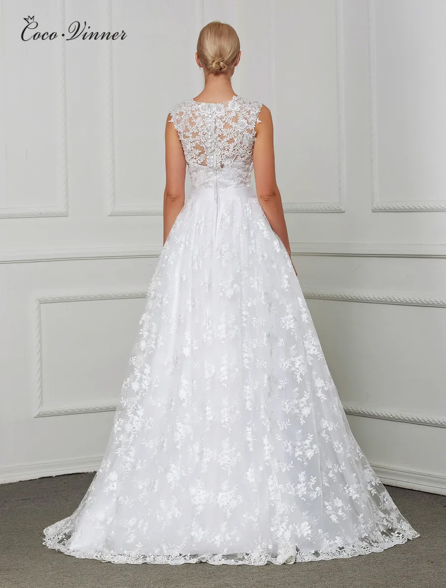 Модное свадебное платье 2 в 1 A line detectail хвост вышивка Плюс Размер vestido de noiva кружевное свадебное платье W0199