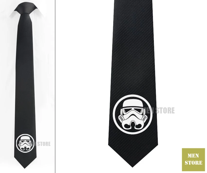 

Star Wars Stormtrooper Sigil Men Jacquard Woven Skinny Narrow 2.3" Necktie 6 cm Neckwear Wedding Party Groom Tie Cufflink LK014M