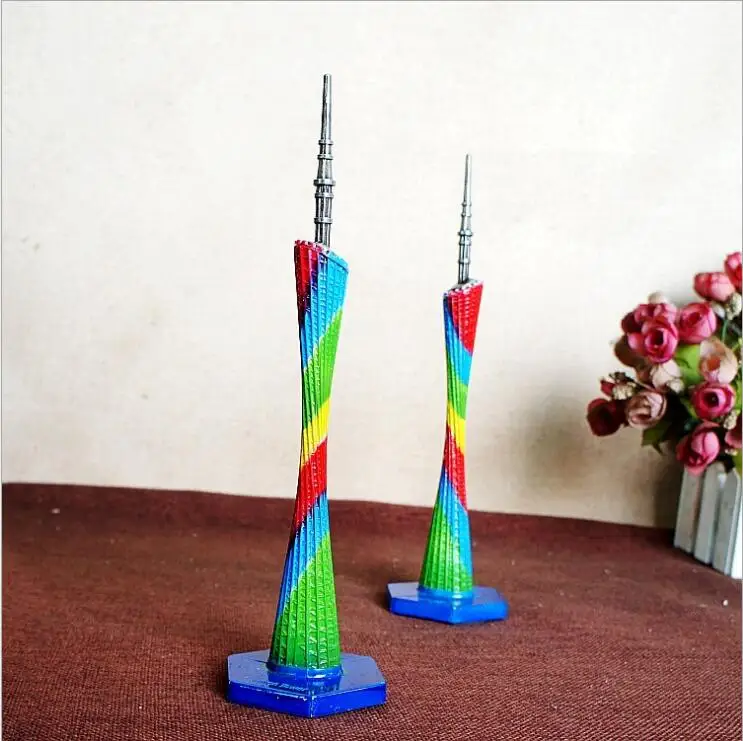Creative Color Guangzhou Tower Metal Model Figurine World Famous Landmark Architecture Crafts For Home Decor Gift Souvenir | Дом и сад