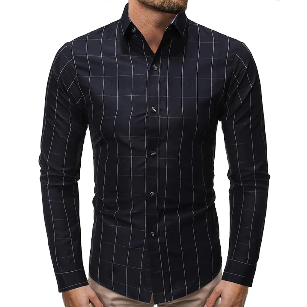 Рубашка camisa masculina мужская рубашка мужские рубашки chemise homme Кнопка отложной воротник Slim Fit длинный рукав рубашка Z4