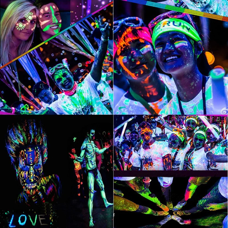 8 цветов краска для боди-арта неоновые флуоресцентные вечерние краски для костюмированной вечеринки на Хэллоуин Детские краски для лица УФ светящиеся краски ing