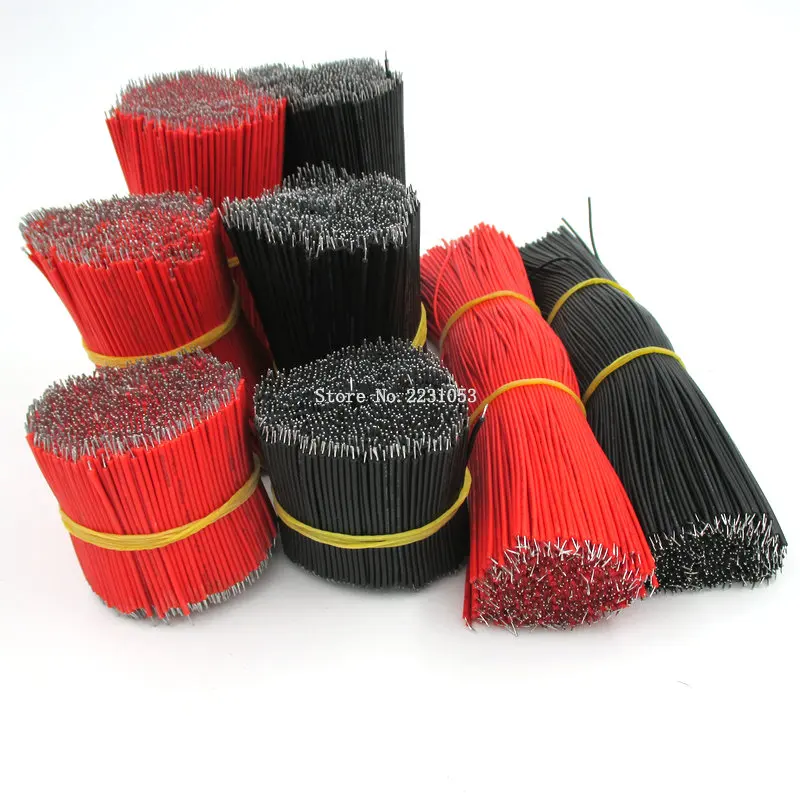 

30PCS 1007-20AWG Tin-Plated Breadboard Jumper Cable Wire 20cm 200mm 20AWG Red Black Color Flexible Two Ends PVC Wire Electronic