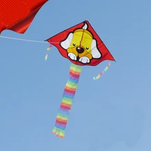 Высокое качество, 20 шт./партия, милый воздушный змей для собаки, детский картонный воздушный змей, летающий выше, нейлоновый Рипстоп с ручкой, китайский воздушный змей