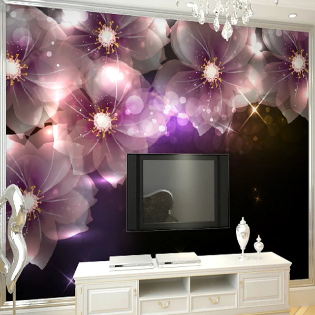 Wall Purple Mural Tv Background Shining Wallpaper Photo Wall Purple Mural Tv Background Shining Wallpaper Photo Living Room