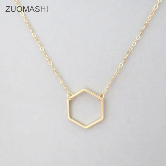 Buy Gold Hexagon Necklace Delicate gold necklace
