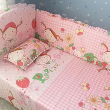 Промо-акция! 6 шт., хлопковые детские постельные принадлежности для кроватки, набор для девочек и мальчиков, моющееся детское постельное белье, детская кроватка, бампер(бамперы+ простыня+ наволочка