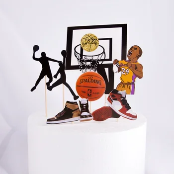 

Fashion sports basketball series children birthday cake decoration banquet decoration supplies baby birthday card set