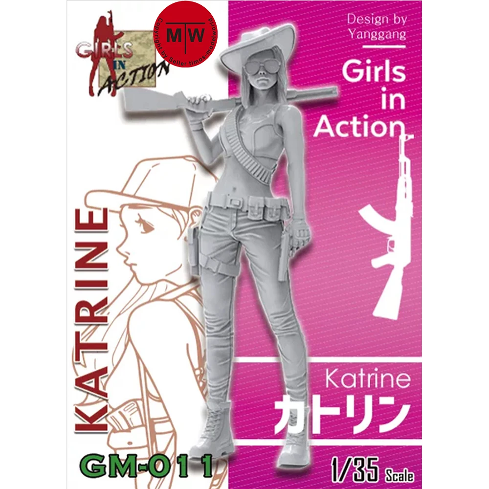 

ZLPLA Genuine 1/35 Scale Resin Figure Katrine Girls in Action Assembly Model Kit GM-011