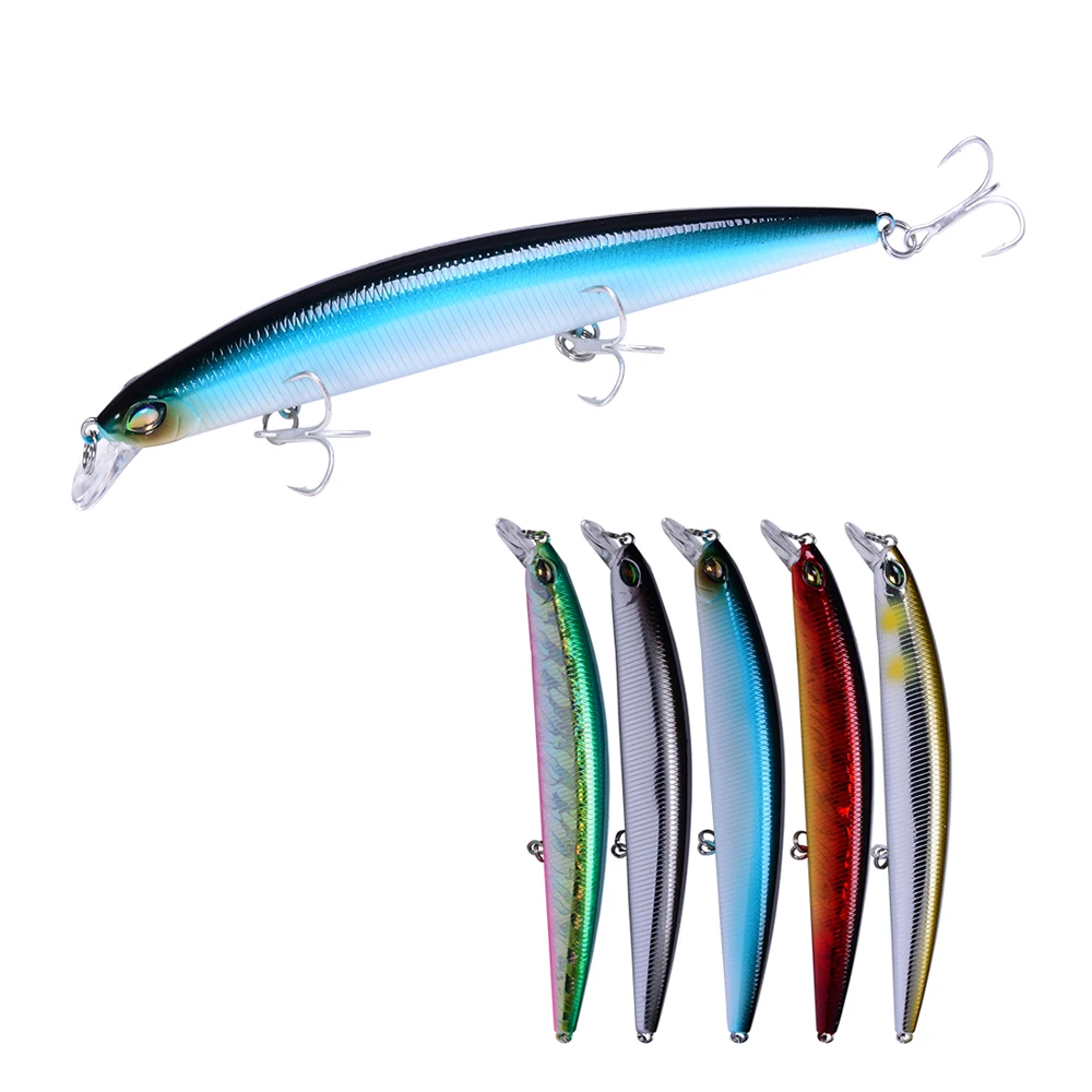 5PCS fishing Fish Big Minnow long shot Lure hook baits 15cm//28g