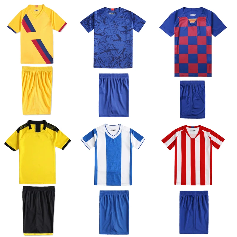 

2019 Boys girls Football Jersey short sleeve survetement football Uniform kids Soccer Clothing football training sport suits DIY