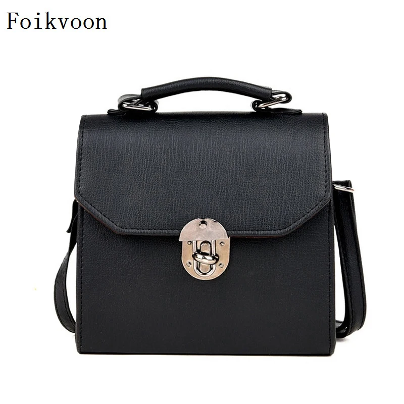 

Foikvoon Small Women Messenger Bags PU Leather Casual Bag Women Fashion Solid Color Female Bag