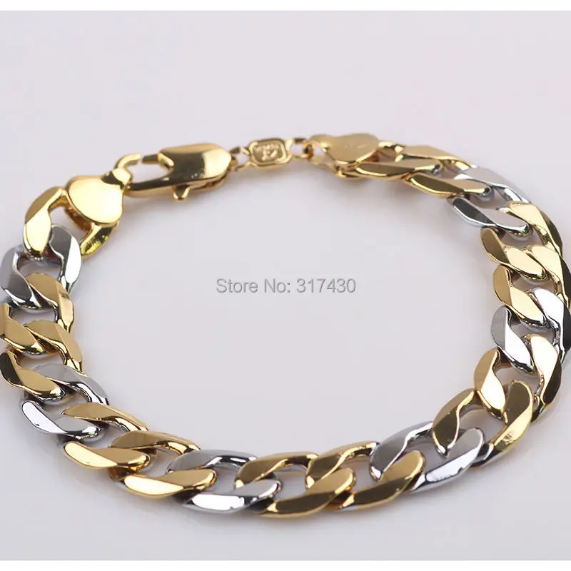 Mive Mens Bracelets 18k Yellow White Gold Filled 9 5 12mm Mive Mens Bracelets 18k Yellow White