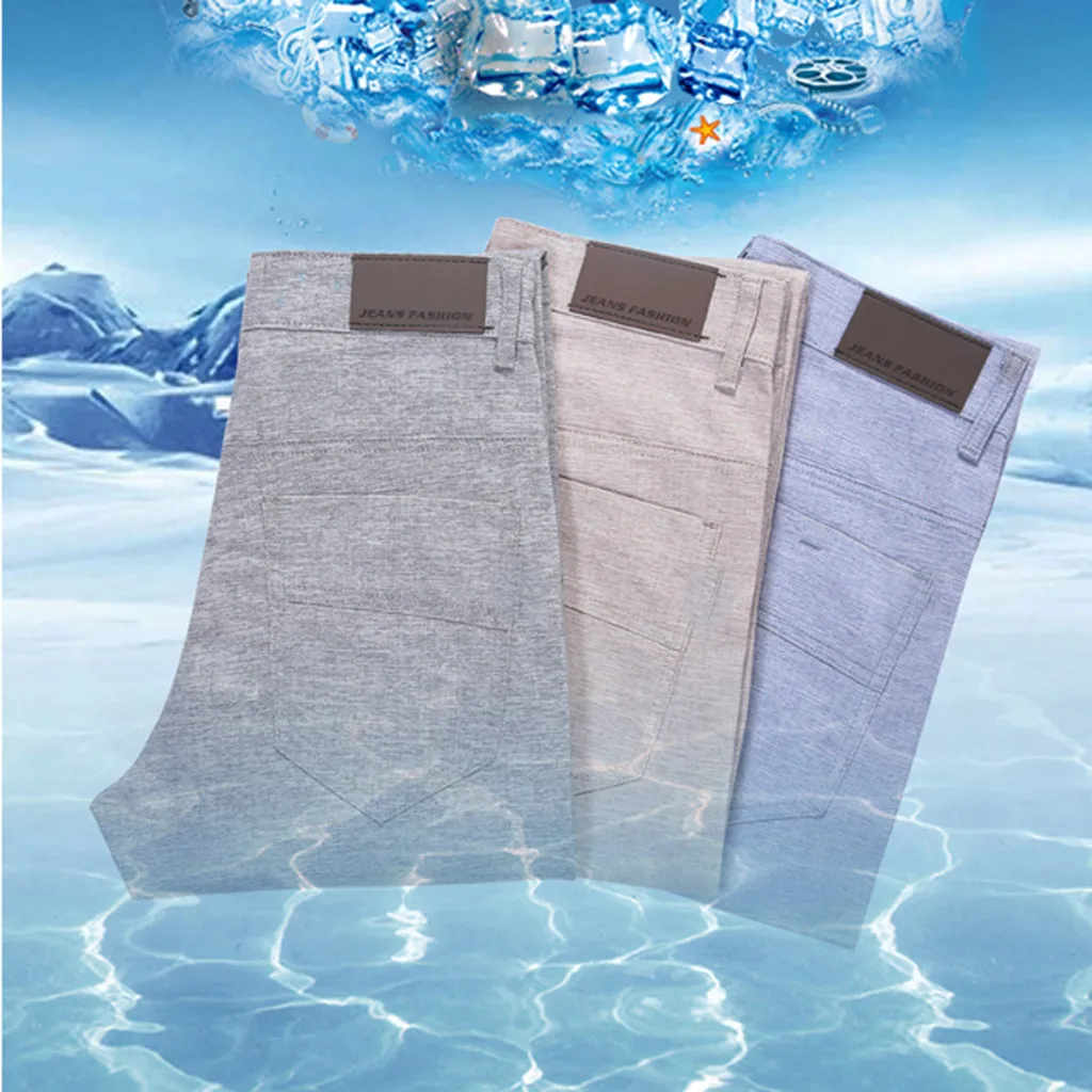 Костюм брюки для мужчин мужские летние брюки лед льняные Смарт повседневные модные прямые брюки slim fit d90608