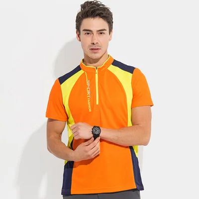 Новинка, мужские туристические футболки wo, быстросохнущие футболки для бега, спортивная одежда для мужчин wo, Мужская одежда для фитнеса, мужская спортивная футболка для улицы - Цвет: men orange short