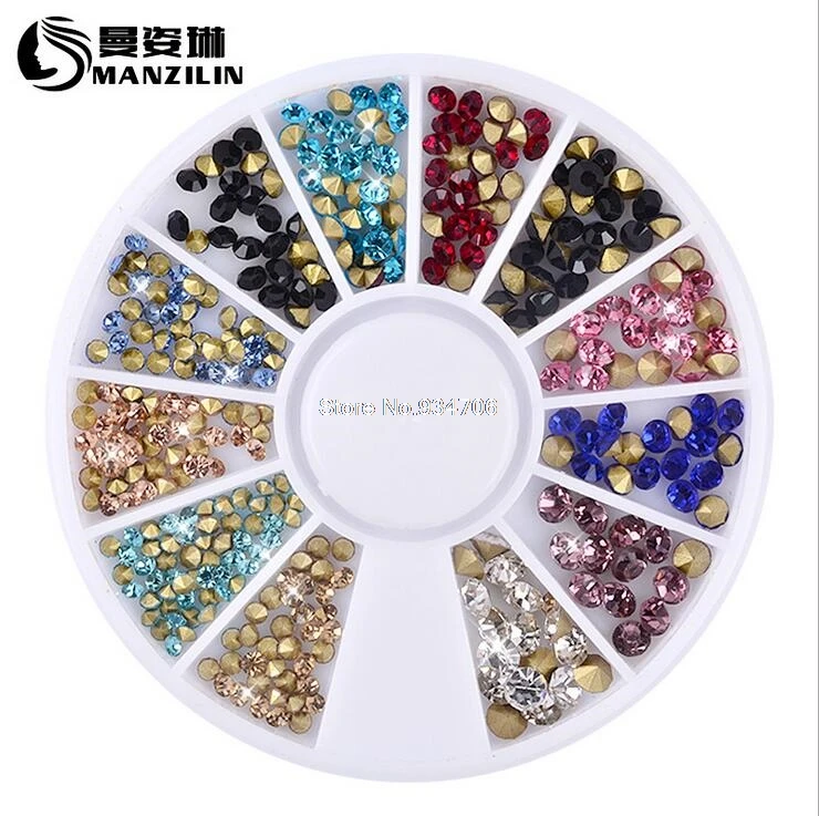 

sp0047 Mixed Glitter Nail Art Wheels Sharp End Crystal Colorful Rhinestones Perfect Design Nail Beauty Decoration Tools