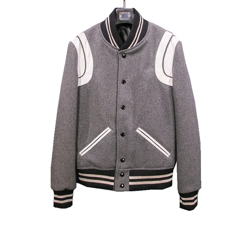 

Newest Genuine Wool Baseball Jacket Coats Street Wear Women Slim Outerwear Coats Overcoat VF5004