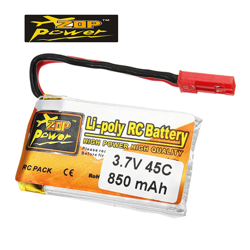 Перезаряжаемая Lipo батарея ZOP Power 3 7 V 850mAh 1S 45C JST вилка для радиоуправляемой модели