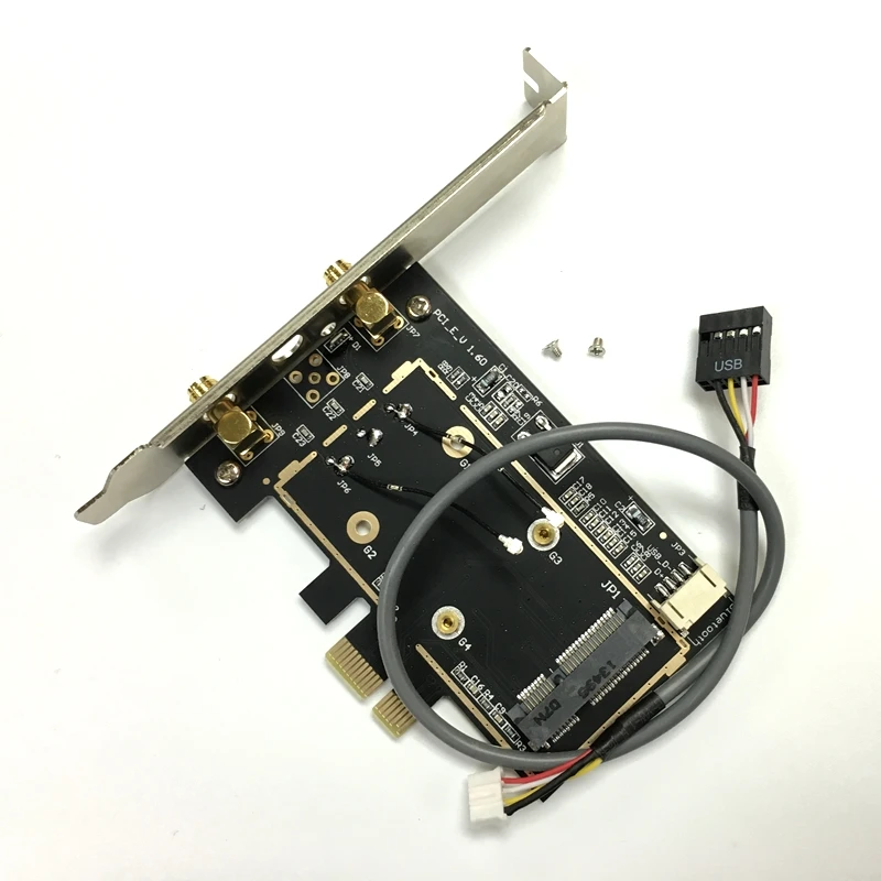 Настольный мини адаптер Pci e к 1x Wi Fi с 2 антеннами 6 дБ для 7260ac 7265ac 8260ac Ethernet внутри|mini