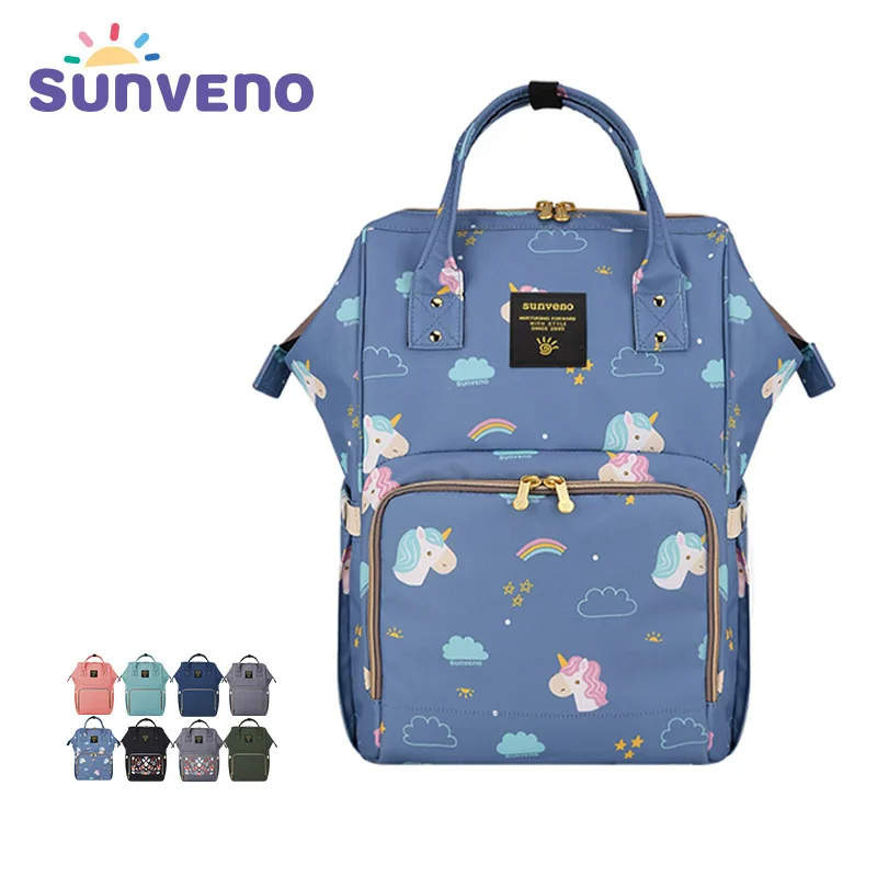 Sunveno المومياء حفاضات حقيبة العلامة التجارية سعة كبيرة رعاية الطفل حقيبة حقيبة السفر متعددة الوظائف حقيبة ظهر للأمهات ممرضة حقيبة ل الوليد