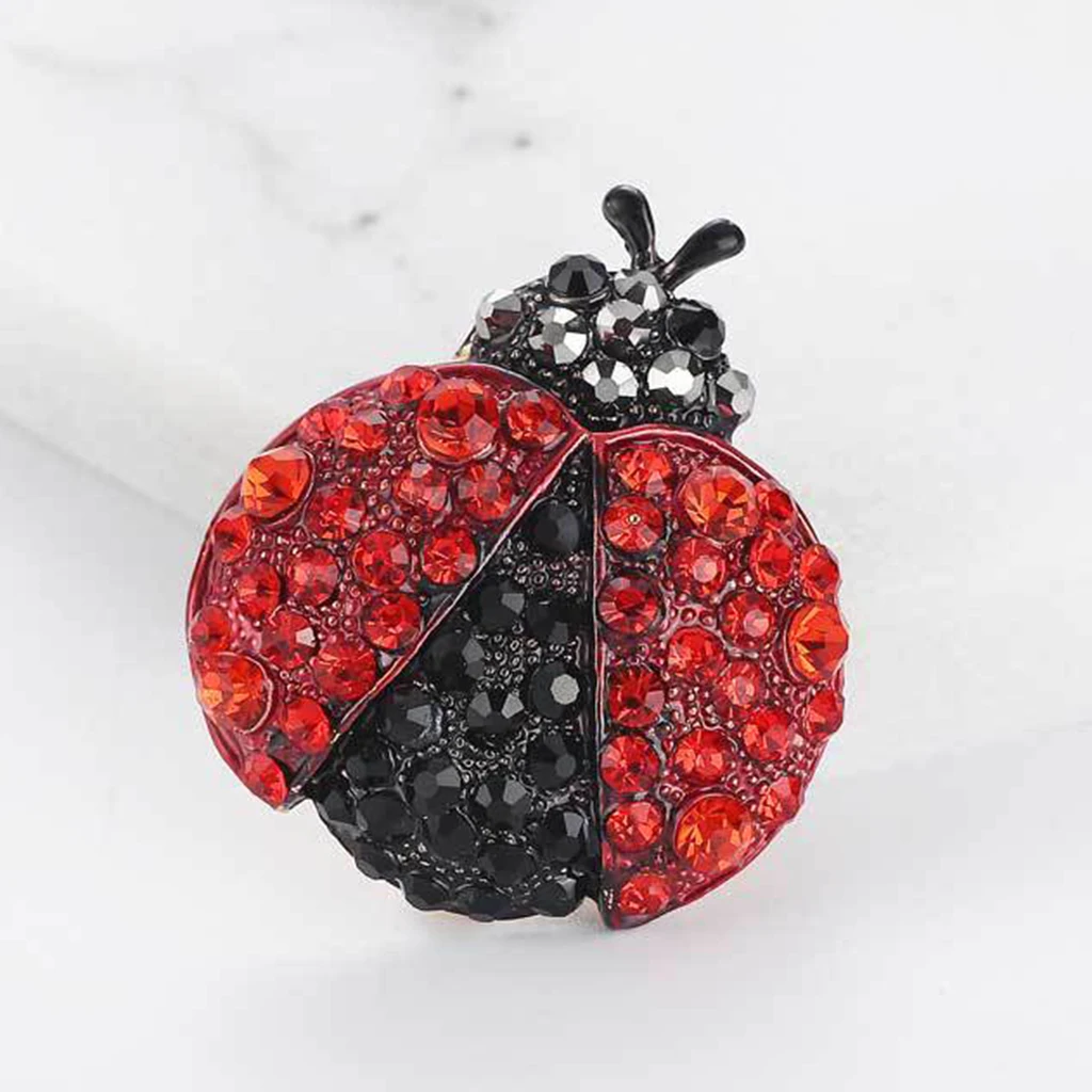 MagiDeal Red Balck Full Rhinestone Ladybird Bug Insect Brooch Pin Jewellery