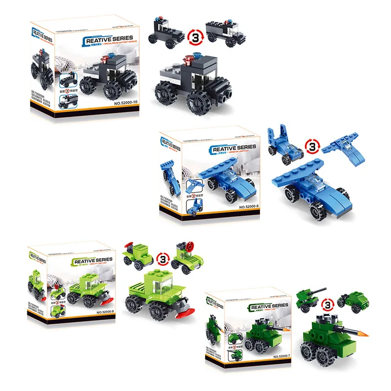 

3 in 1 DIY Deformation Car Toys Kids Transformation Truck Car Models Children Assembled Blocks Toy Boy Developmental Gift Random