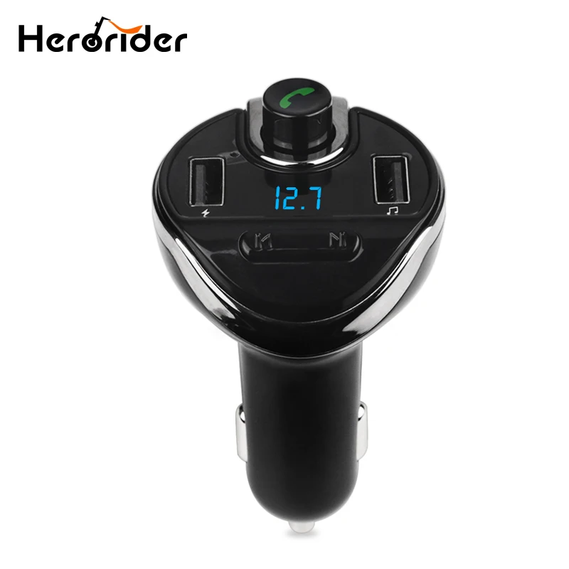 Herorider Mp3 Music Playing Car Kit Fm Transmitter Bluetooth Car Usb Lcd Display Modulator