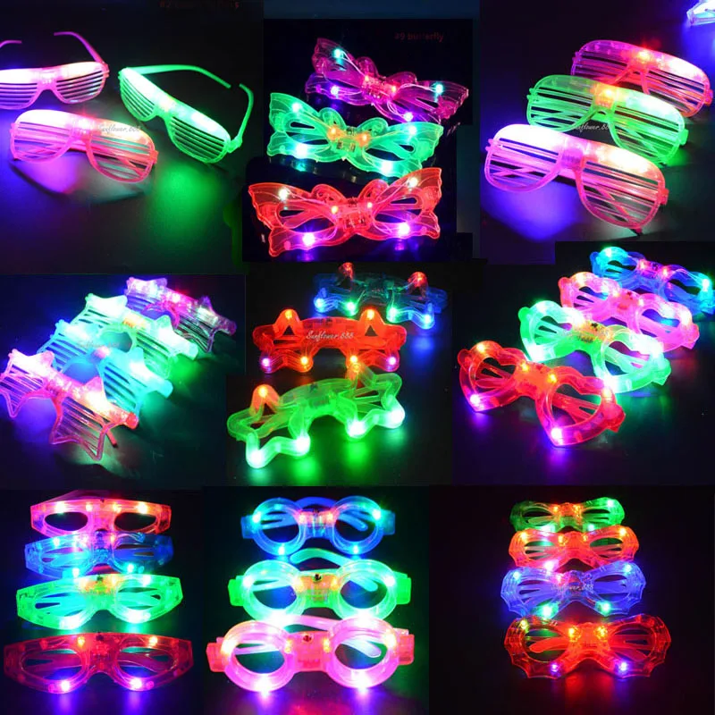 

Shutters Rave Glow Party Sunglasses Led Neon Glasses Decoration Party For Birthday Christmas Halloween Flash Light Festival