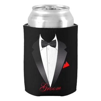 

Men's Tuxedo Shirt Groom - Can Cooler Wedding Supplies Gifts Favors Custom Beer Holder for Groom Personalized Beverage Insulator
