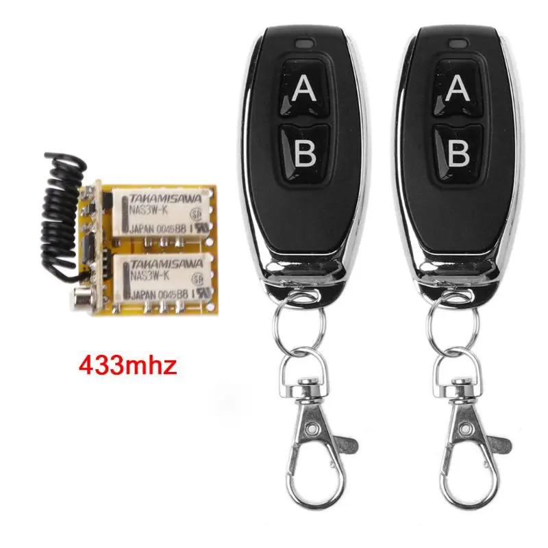 

RF 2 Relay 433 Receiver Wireless Remote Control Learning DC 3.7V to 24V Micro Switch NO COM NC Transmitter