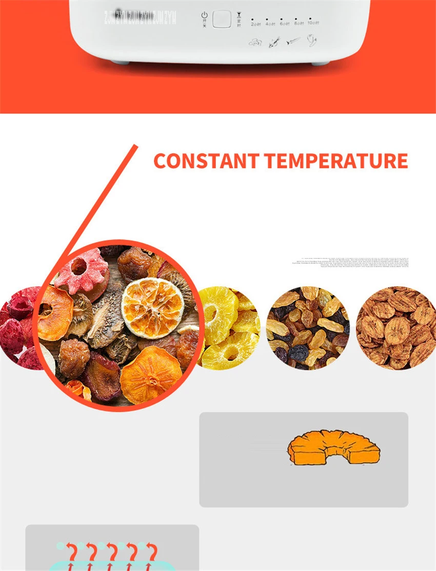 CDF-01 Бытовая сушеная машина для фруктов и овощей обезвоживание сухого мяса еда Закуски из машины в сушилке 5 слоев 270 Вт