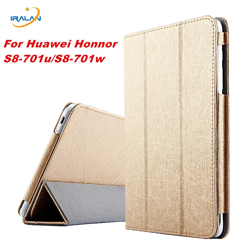 

2017 New Fashion Folding Flip Case 3 in 1 Top Quality PU Leather Case Cover For Huawei Mediapad T1 8.0 S8-701U +stylus pen+Film