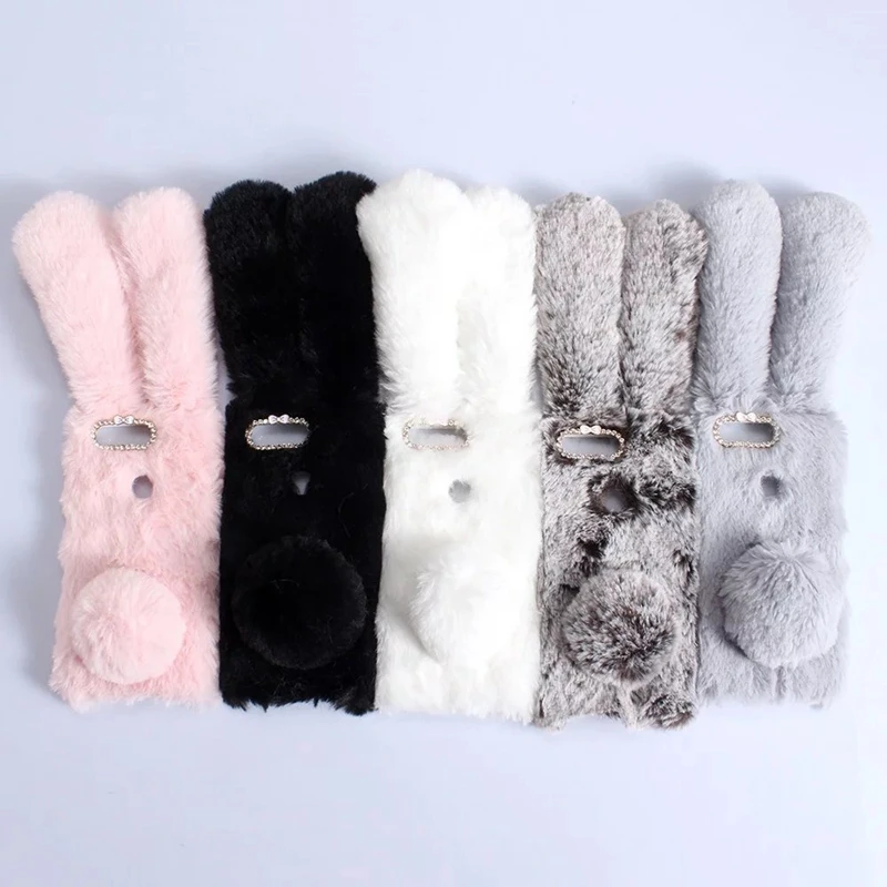 

Cute Bunny Plush Case For Coque Huawei Honor 8 Case Soft Silicon Rabbit Furry Back Cover For Funda Huawei Honor 8 Honor8 Case