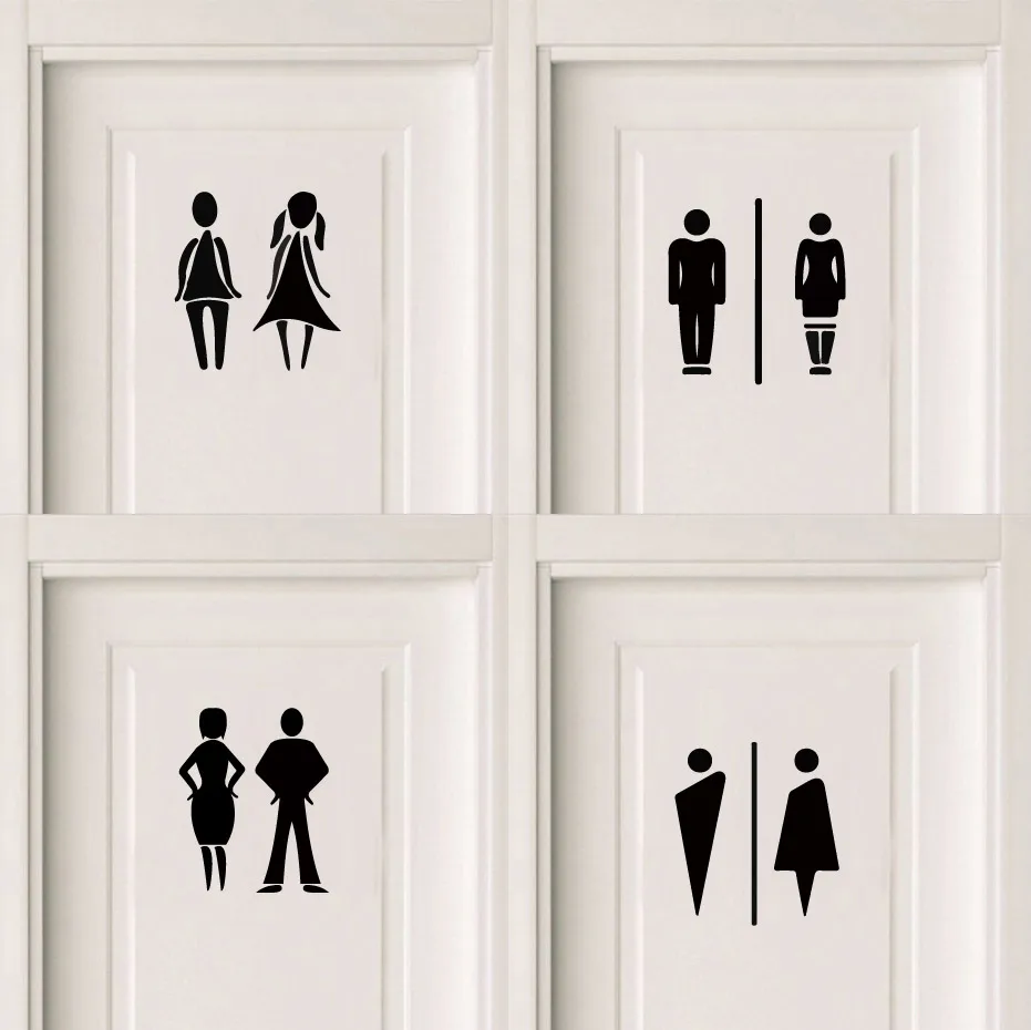 Removable Toilet Door Sign Wall Stickers Fashion Bathroom Decor Vinyl Art Decals