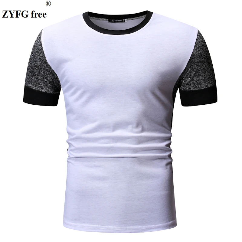 Fashion men summer short sleeve t shirt patchwork color casual T shirt