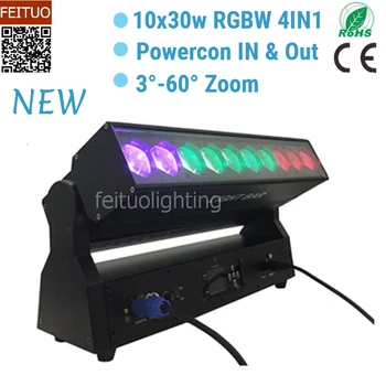 

free shipping 4pcs/lot LED Zoom 10X30W DJ Stage Light Beam Wash RGBW 4in1 Wall Washer Lumiere Zoom Beam Stage Disco Lighting
