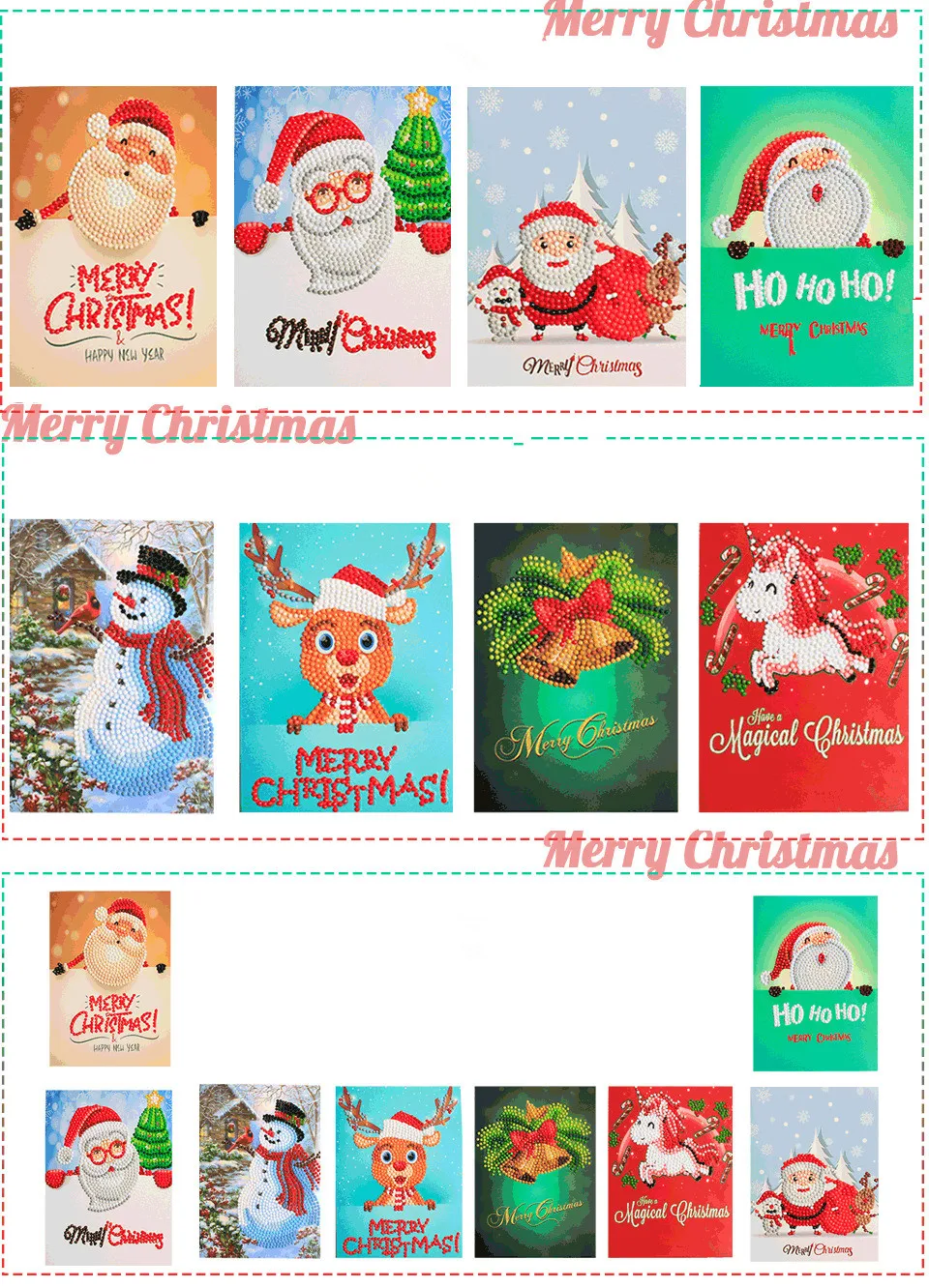 Алмазная картина мультфильм Мини Санта Клаус Счастливого Рождества бумажные поздравительные открытки на крафт-бумаге DIY детский фестиваль поздравительные открытки