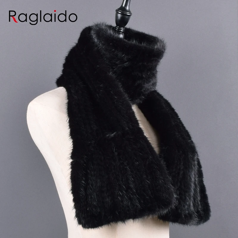 US $41.29 Winter Real Mink Fur Scarf For Women Long Style Lady Fur Neckerchief Handmade Knitted Really Mink Fur Scarves
