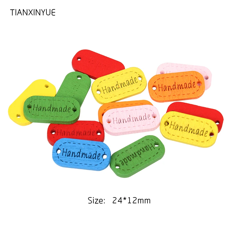 

Hot 30PCs Multicolor Wooden Buttons Handmade Letter Carved Decorative Buttons Fit Sewing and Scrapbooking Crafts DIY 24x12mm