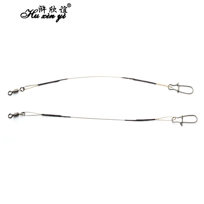 

HXY PCS6 SIZE(95mm) Micro Leader With Rolling Swivel And Nice Snap Stainless Steel Wire Spinner Fishing Leader Line