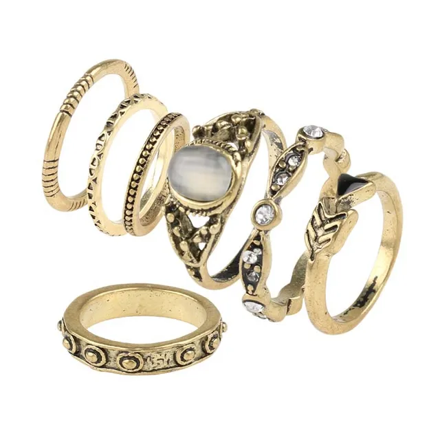 African Wedding Ring Sets For Women Statement Jewelry Antique Bronze African Wedding Ring Sets For Women Statement Jewelry Antique Bronze Plated Pave Crystal Oval Opal