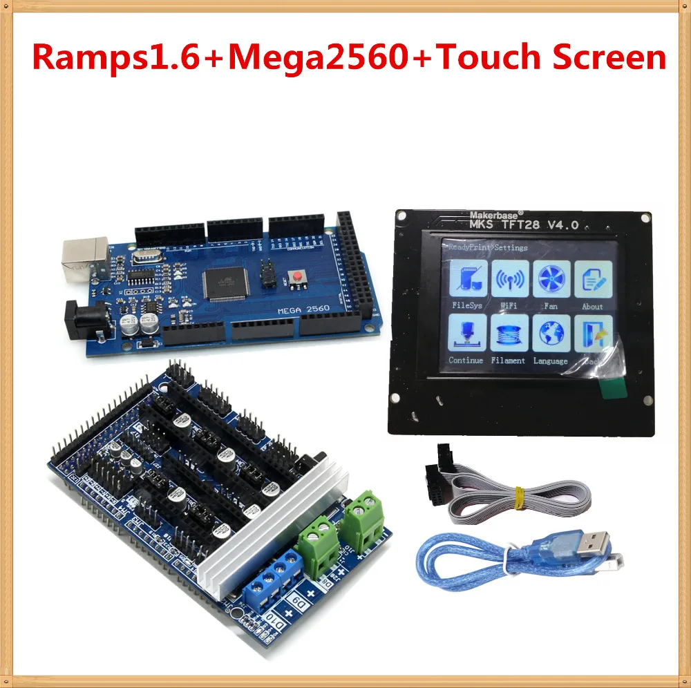 

mega 2560 control mother board + Ramps1.6 R6 expansion plate + MKS TFT 28 touch screen cheap unit for 3d printer DIY beginner